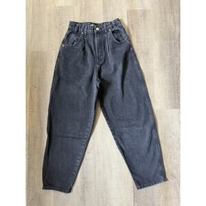 ZARA Size 2 Womens Paperbag Balloon Leg Pleated High Rise Jeans in Black Gray